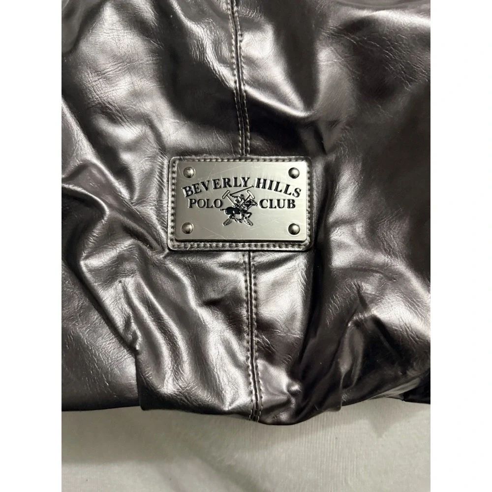 Beverly Hills Polo Club Hobo Bag Pewter Metallic Shoulder Purse